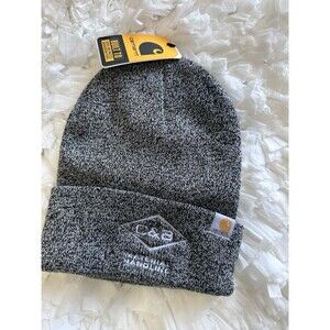 Carhartt Knit Cuffed Beanie Black White Logo Patch Winter Hat One Size